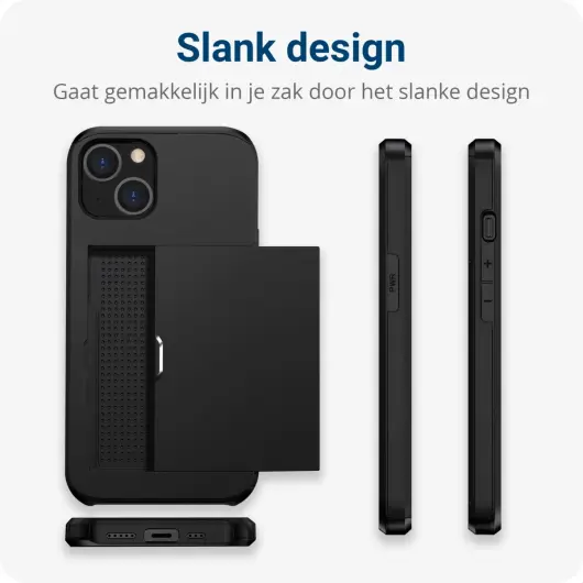 Apple iPhone 14 Hoesje met Kaart Houder Back Cover Zwart afbeelding 12