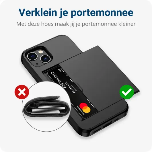 Apple iPhone 14 Hoesje met Kaart Houder Back Cover Zwart afbeelding 10