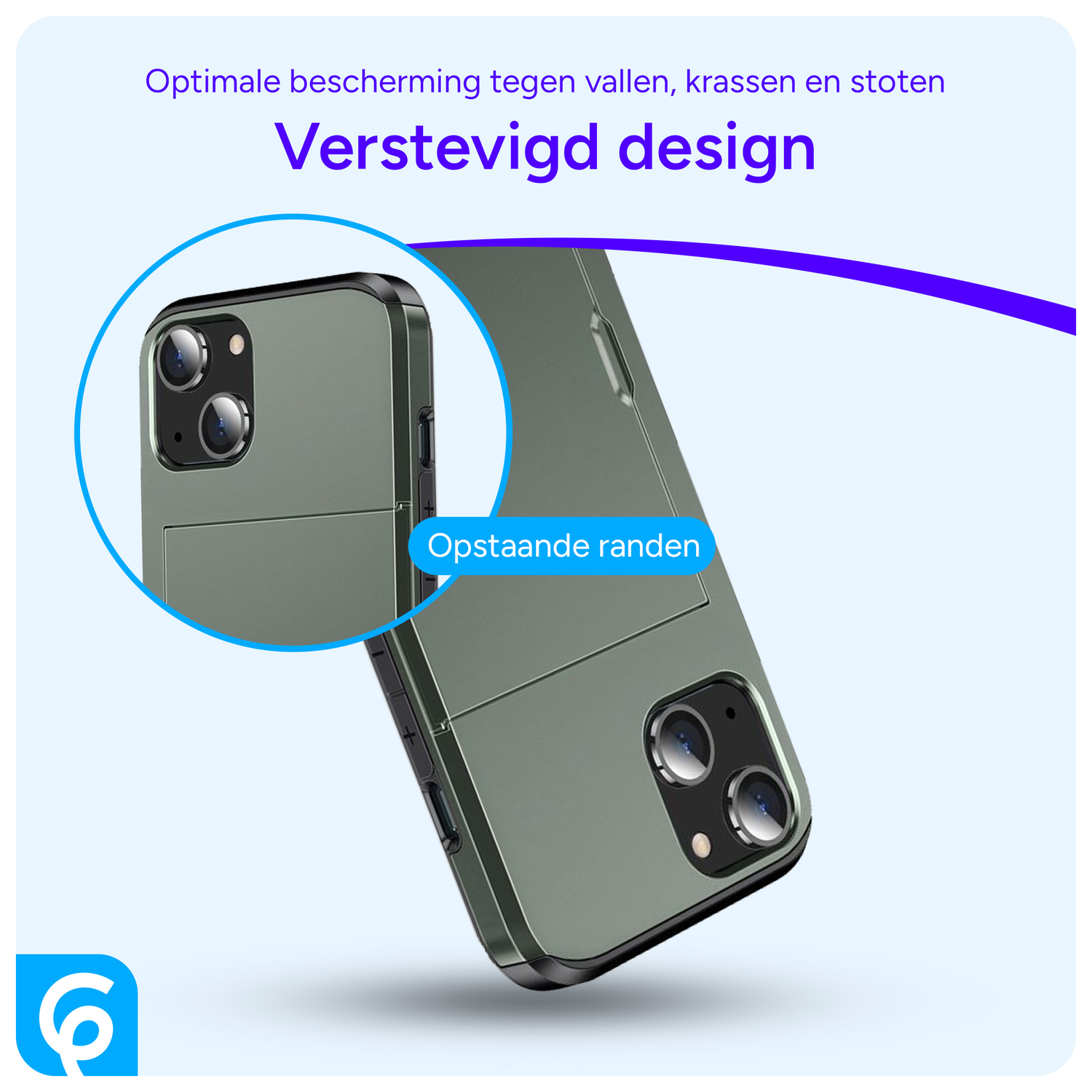 Apple iPhone 14 Hoesje met Kaart Houder Back Cover Groen afbeelding 2