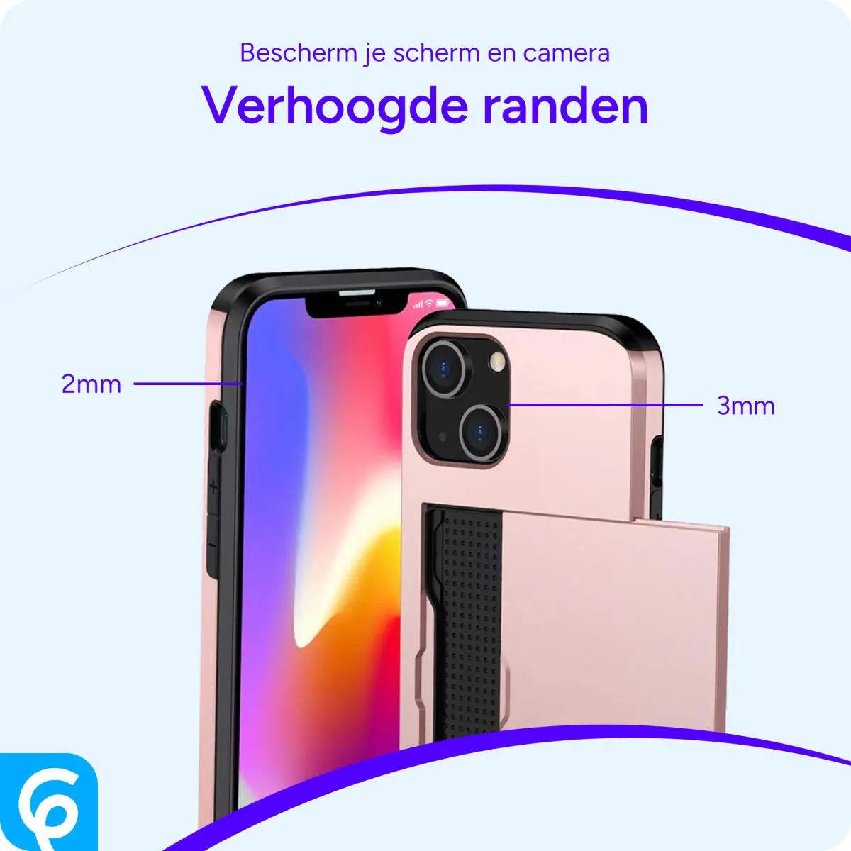 Apple iPhone 14 Hoesje met Kaart Houder Back Cover Roze Goud afbeelding 6