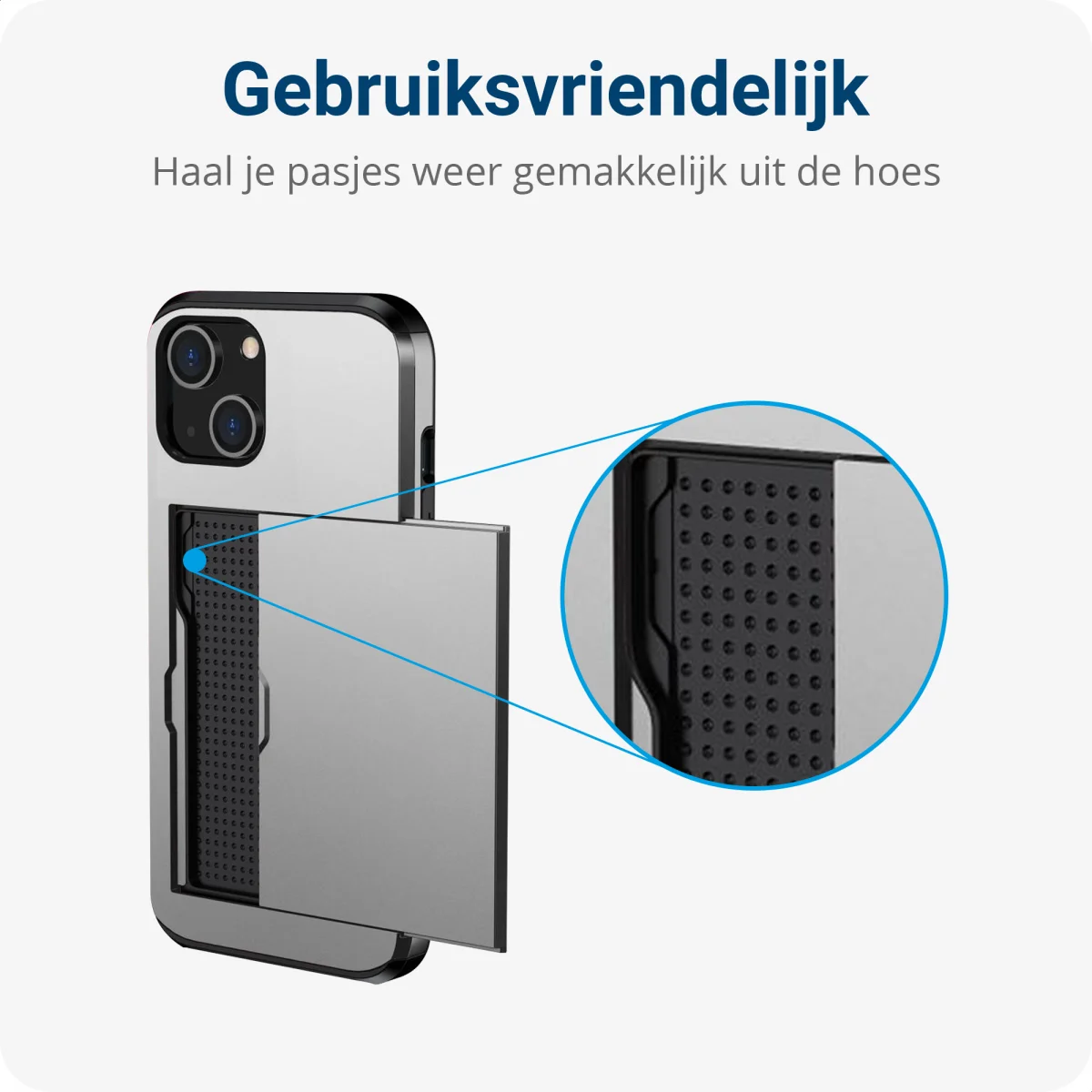Apple iPhone 14 Hoesje met Kaart Houder Back Cover Grijs afbeelding 11