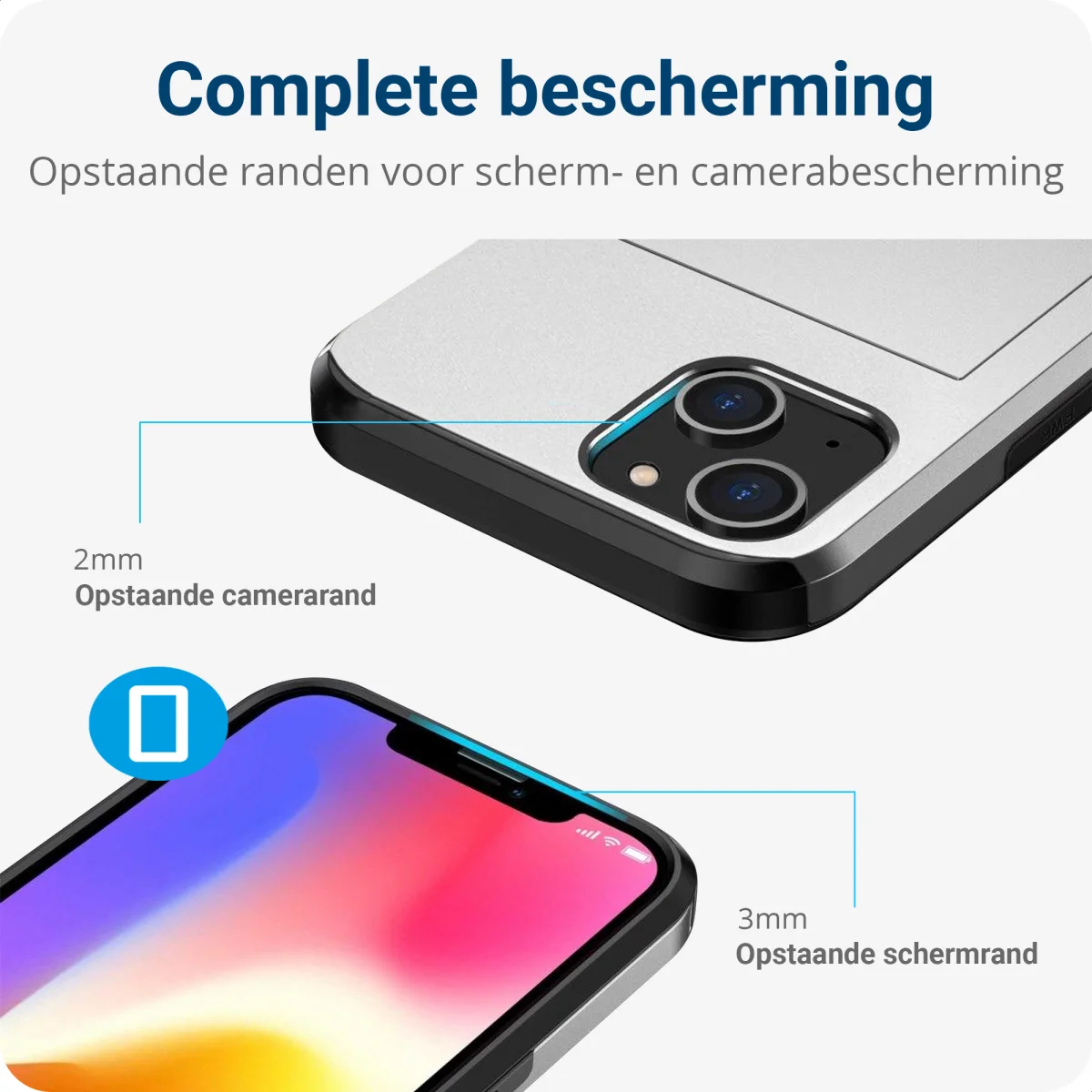 Apple iPhone 14 Hoesje met Kaart Houder Back Cover Grijs afbeelding 6