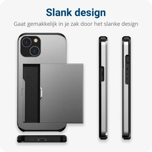 Apple iPhone 14 Hoesje met Kaart Houder Back Cover Grijs afbeelding 10