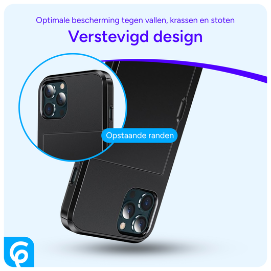Apple iPhone 14 Pro Hoesje met Kaart Houder Back Cover Zwart afbeelding 2