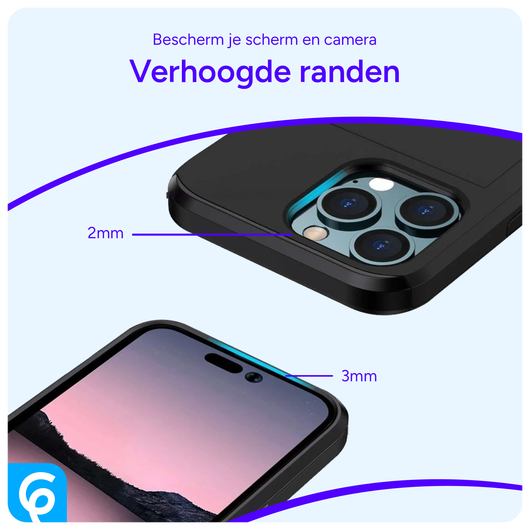 Apple iPhone 14 Pro Hoesje met Kaart Houder Back Cover Zwart afbeelding 6