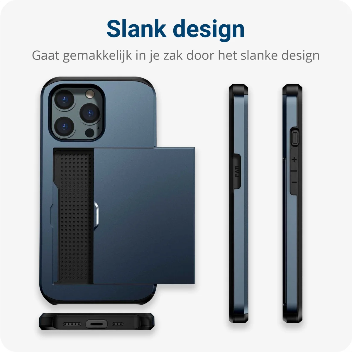 Apple iPhone 14 Pro Hoesje met Kaart Houder Back Cover Blauw afbeelding 10
