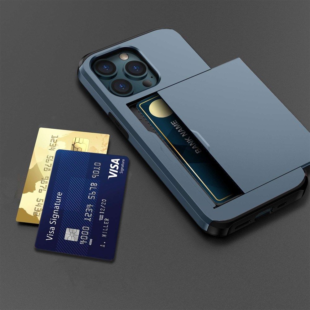 Apple iPhone 14 Pro Hoesje met Kaart Houder Back Cover Blauw afbeelding 18