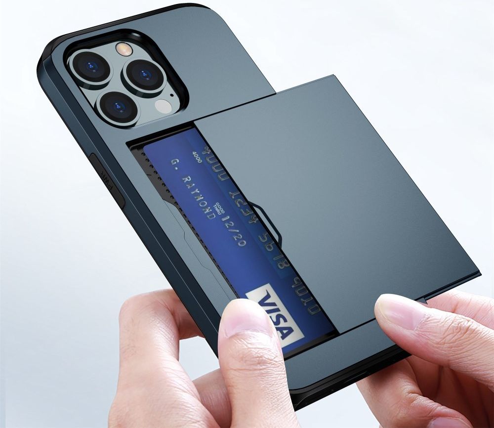 Apple iPhone 14 Pro Hoesje met Kaart Houder Back Cover Blauw afbeelding 15