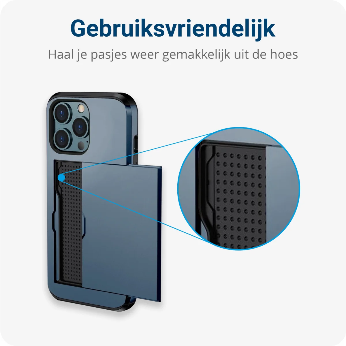 Apple iPhone 14 Pro Hoesje met Kaart Houder Back Cover Blauw afbeelding 11
