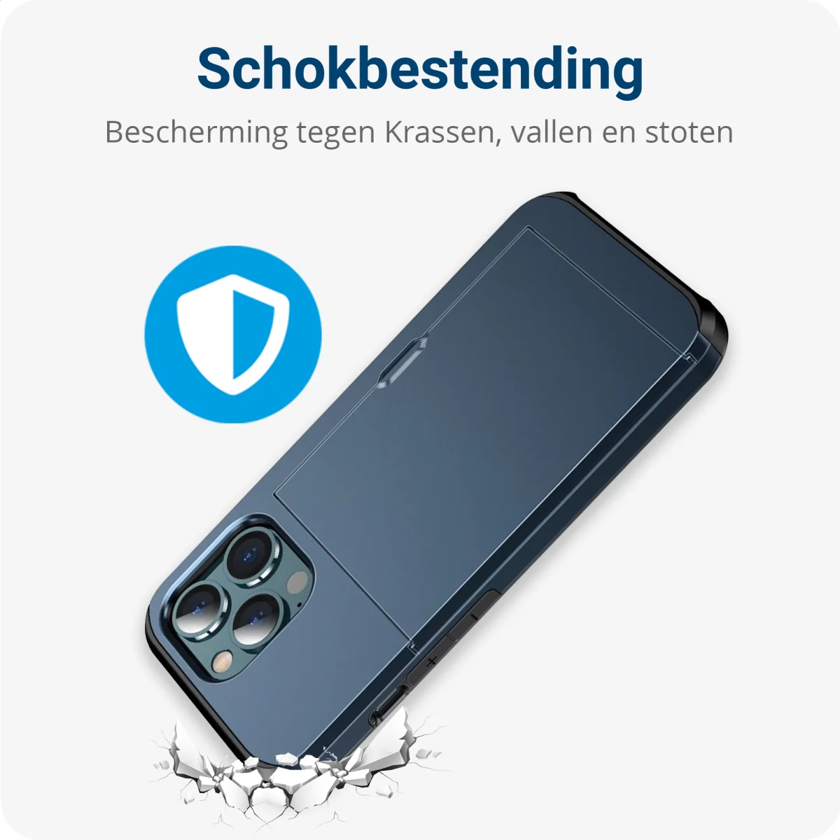 Apple iPhone 14 Pro Hoesje met Kaart Houder Back Cover Blauw afbeelding 8