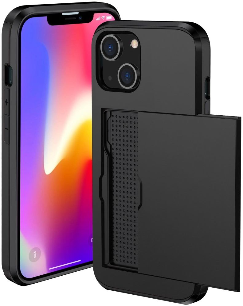 Apple iPhone 14 Plus Hoesje met Kaart Houder Back Cover Zwart afbeelding 1