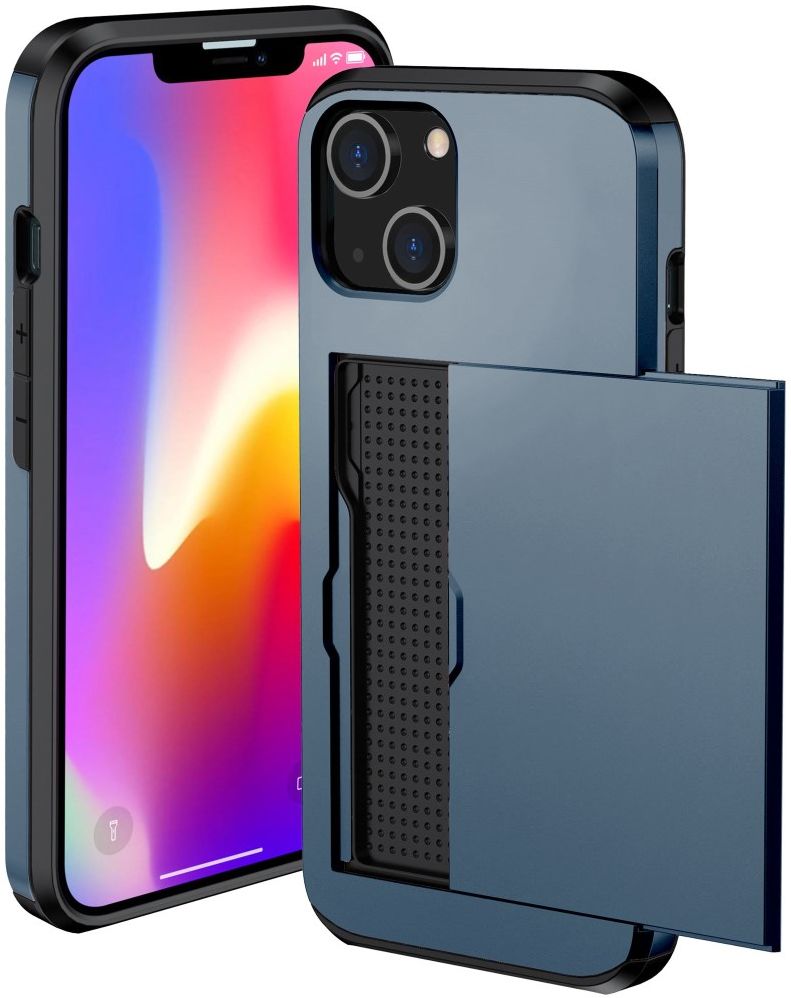 Apple iPhone 14 Plus Hoesje met Kaart Houder Back Cover Blauw afbeelding 1