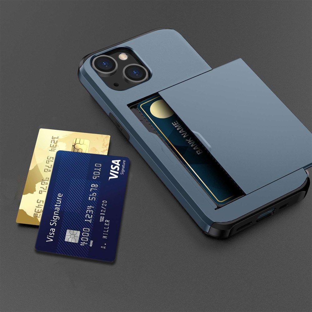 Apple iPhone 14 Plus Hoesje met Kaart Houder Back Cover Blauw afbeelding 18