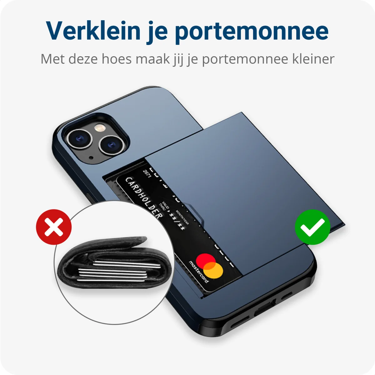 Apple iPhone 14 Plus Hoesje met Kaart Houder Back Cover Blauw afbeelding 11