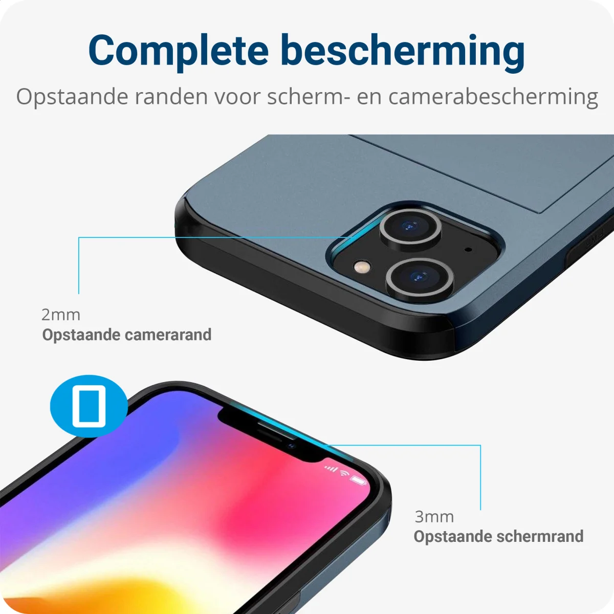 Apple iPhone 14 Plus Hoesje met Kaart Houder Back Cover Blauw afbeelding 6