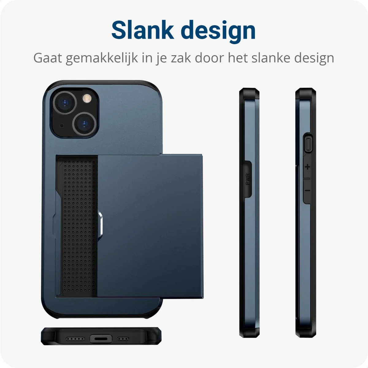 Apple iPhone 14 Plus Hoesje met Kaart Houder Back Cover Blauw afbeelding 12