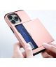 Apple iPhone 14 Pro Max Hoesje met Kaart Houder Back Cover Roze Goud