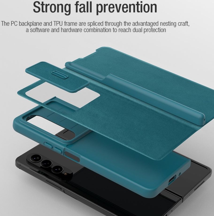 Nillkin Qin Pro Samsung Galaxy Z Fold 4 Hoesje met Camera Slider Groen afbeelding 4