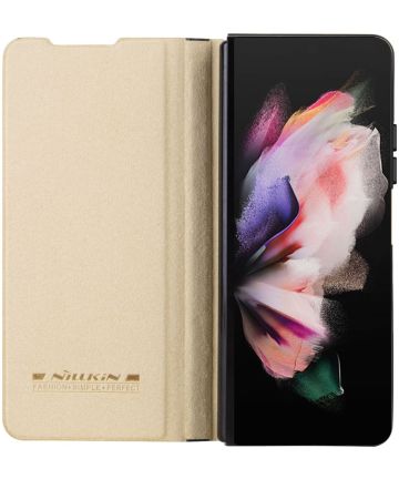 Nillkin Qin Pro Samsung Galaxy Z Fold 4 Hoesje met Camera Slider Goud Hoesjes
