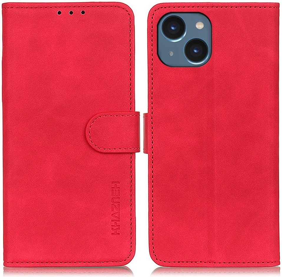 KHAZNEH Apple iPhone 14 Hoesje Retro Wallet Book Case Kunstleer Rood afbeelding 2