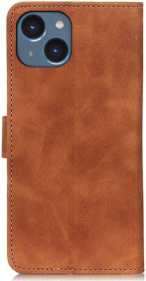 KHAZNEH Apple iPhone 14 Hoesje Retro Wallet Book Case Kunstleer Bruin afbeelding 7
