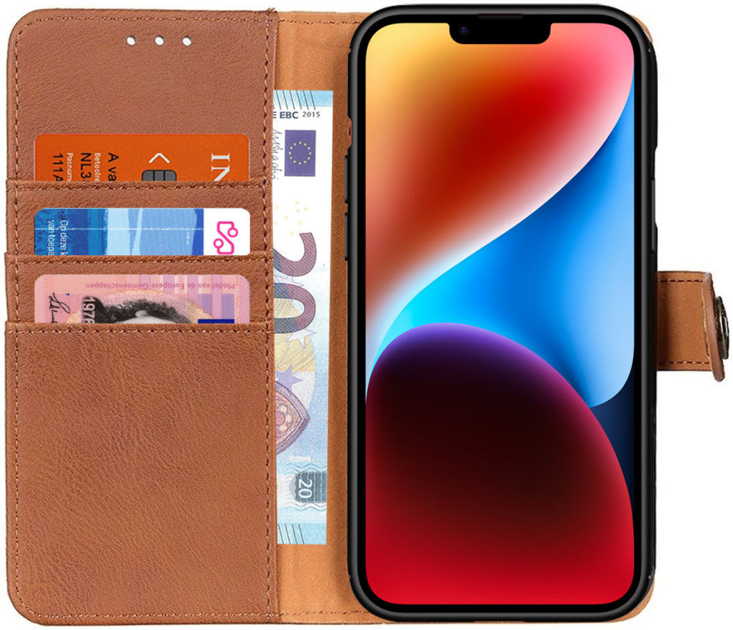 KHAZNEH Apple iPhone 14 Plus Hoesje Portemonnee Book Case Bruin afbeelding 1