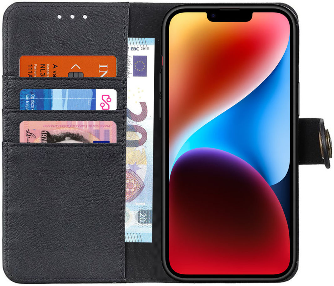 KHAZNEH Apple iPhone 14 Plus Hoesje Portemonnee Book Case Zwart afbeelding 1