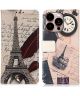 Apple iPhone 14 Pro Max Hoesje Portemonnee Book Case Eiffeltoren Print