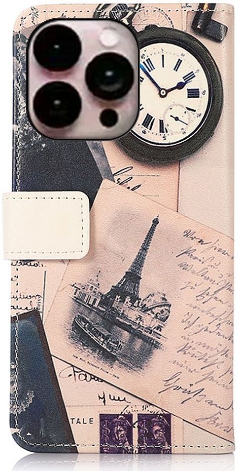 Apple iPhone 14 Pro Max Hoesje Portemonnee Book Case Eiffeltoren Print afbeelding 6
