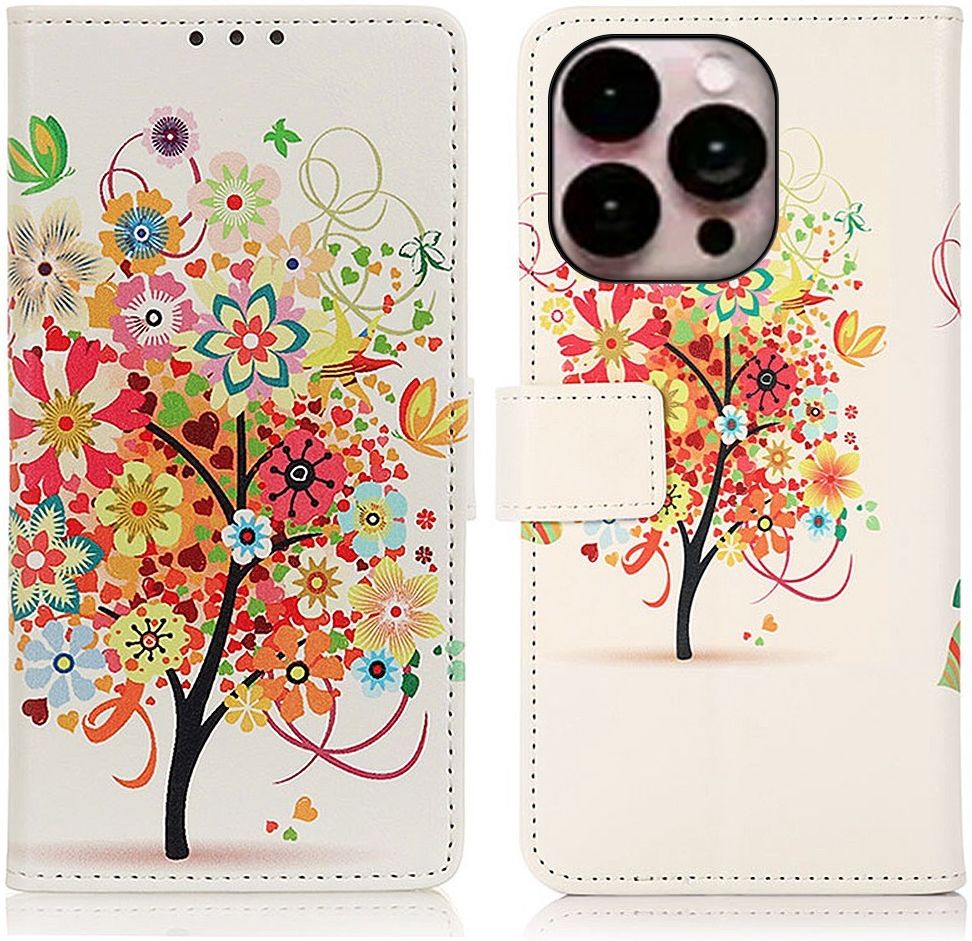 Apple iPhone 14 Pro Max Hoesje Portemonnee Book Case Flower Print afbeelding 3