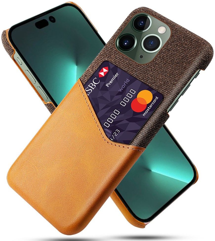 Apple iPhone 14 Pro Hoesje met Kaarthouder Back Cover Oranje afbeelding 1
