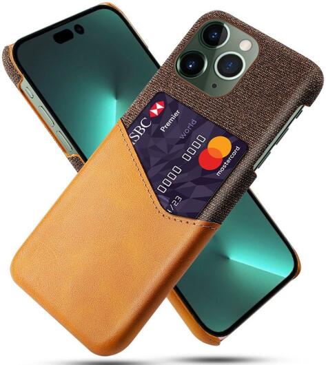 Apple iPhone 14 Pro Hoesje met Kaarthouder Back Cover Oranje afbeelding 1