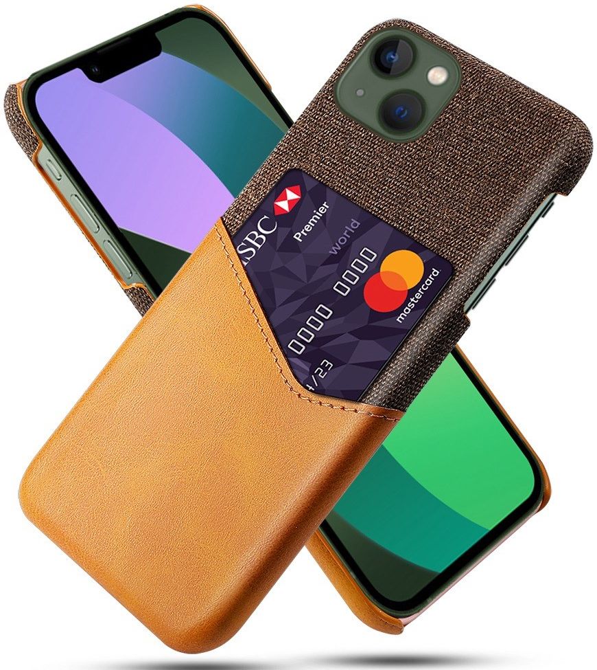 Apple iPhone 14 Hoesje met Kaarthouder Back Cover Oranje afbeelding 1
