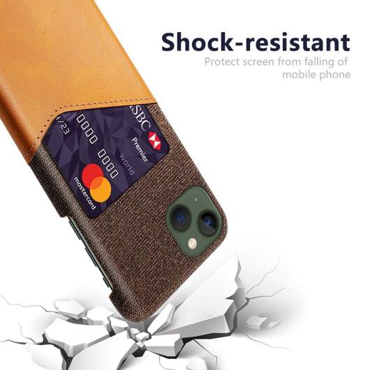 Apple iPhone 14 Hoesje met Kaarthouder Back Cover Oranje afbeelding 3