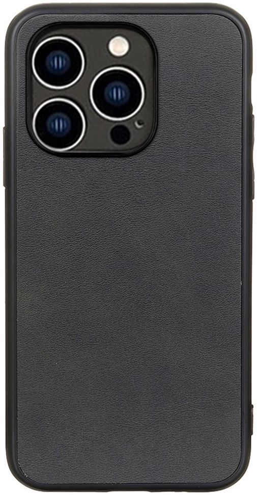 Apple iPhone 14 Pro Hoesje met Kunstleer Coating Zwart afbeelding 1