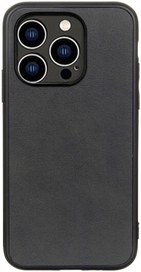 Apple iPhone 14 Pro Hoesje met Kunstleer Coating Zwart afbeelding 1