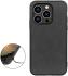 Apple iPhone 14 Pro Hoesje met Kunstleer Coating Zwart afbeelding 2