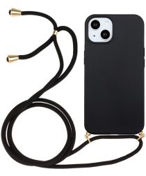 Apple iPhone 14 Plus Hoesje Back Cover Flexibel TPU met Koord Zwart
