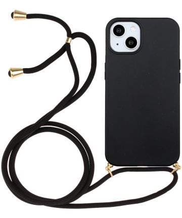 Apple iPhone 14 Plus Hoesje Back Cover Flexibel TPU met Koord Zwart Hoesjes