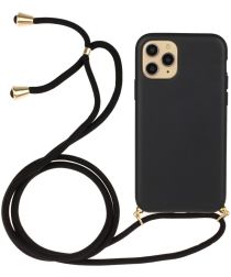 Apple iPhone 13 Hoesje Back Case Flexibel TPU met Koord Zwart