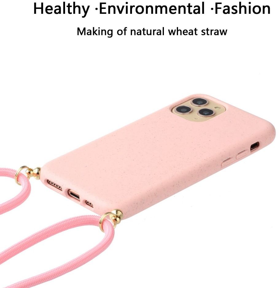 Apple iPhone 14 Pro Hoesje Back Case Flexibel TPU met Koord Roze afbeelding 2