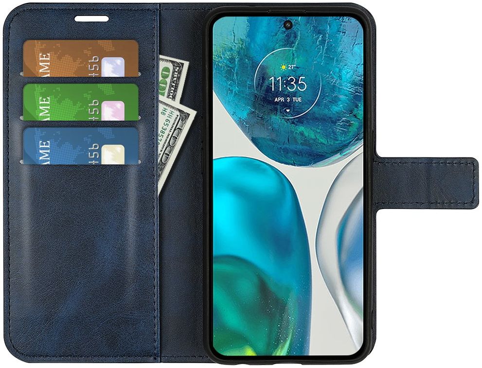 Motorola Moto G52 / G82 Hoesje Vintage Wallet Book Case Blauw afbeelding 1