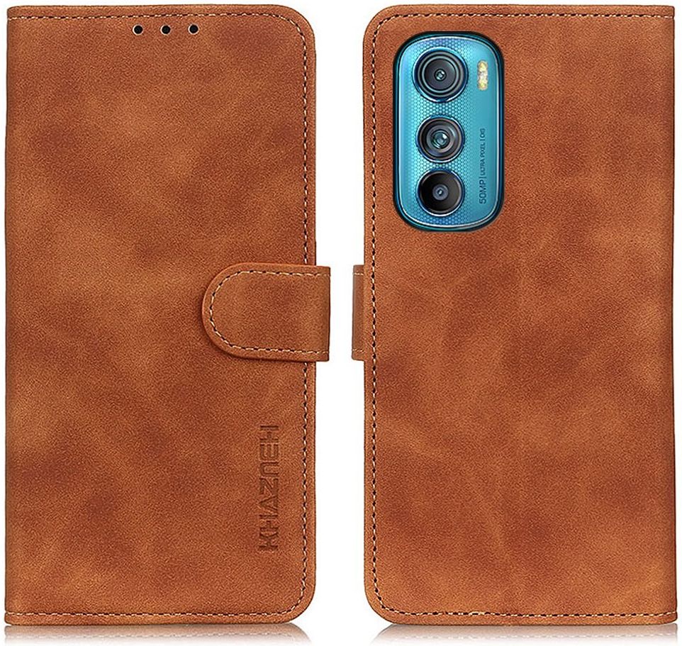 KHAZNEH Motorola Edge 30 Hoesje Retro Wallet Book Case Kunstleer Bruin afbeelding 2