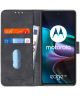 KHAZNEH Motorola Edge 30 Hoesje Retro Wallet Book Case Kunstleer Zwart