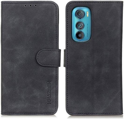 KHAZNEH Motorola Edge 30 Hoesje Retro Wallet Book Case Kunstleer Zwart afbeelding 2