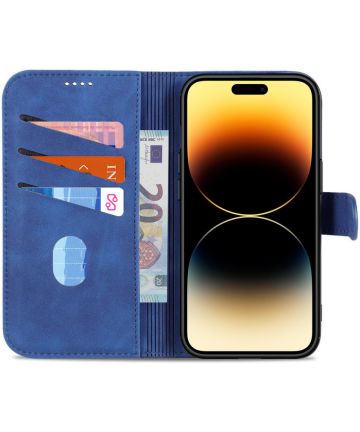 AZNS Apple iPhone 14 Pro Max Hoesje Wallet Book Case Kunstleer Blauw Hoesjes