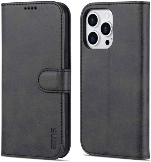 AZNS Apple iPhone 14 Pro Max Hoesje Wallet Book Case Kunstleer Zwart afbeelding 2