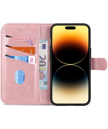 AZNS Apple iPhone 14 Pro Max Hoesje Wallet Book Case Kunstleer Roze Hoesjes