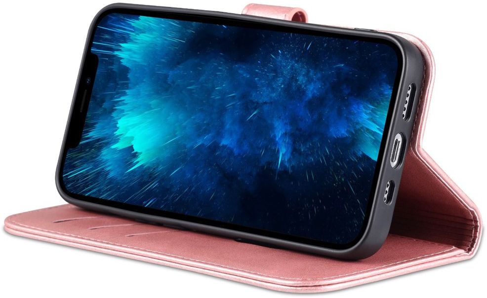 AZNS Apple iPhone 14 Pro Max Hoesje Wallet Book Case Kunstleer Roze afbeelding 3