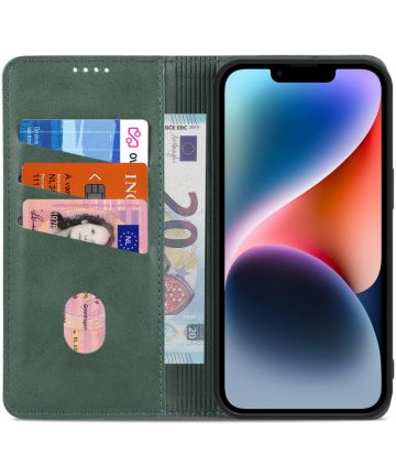 AZNS Apple iPhone 14 Hoesje Wallet Book Case Kunstleer Groen Hoesjes